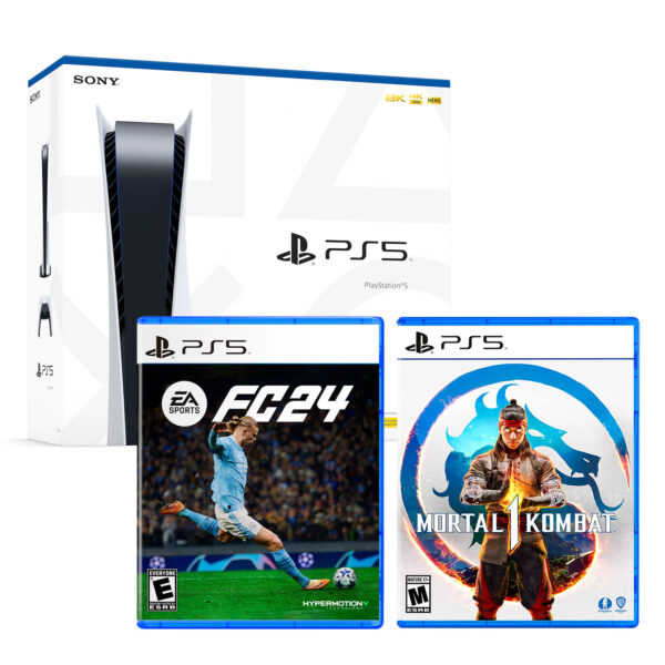 Consola Playstation 5 Con Lector De Discos + Ea Sports Fc 24 + Mortal Kombat 1