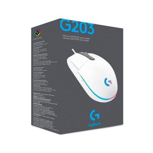 Mouse Gamer Logitech G203 Lightsync Optical 8000 Dpi Rgb White