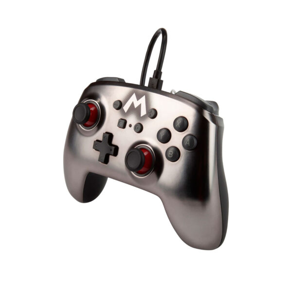 Mando Enhanced Wired Controller Powera Mario Silver Nintendo Switch - Imagen 3