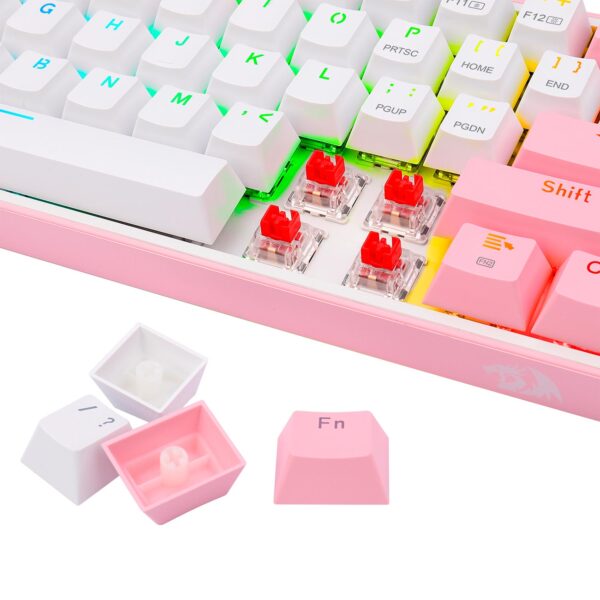 Teclado Gamer Redragon Fizz Pro Wireless English K616 Rgb Wp White Pink - Imagen 4