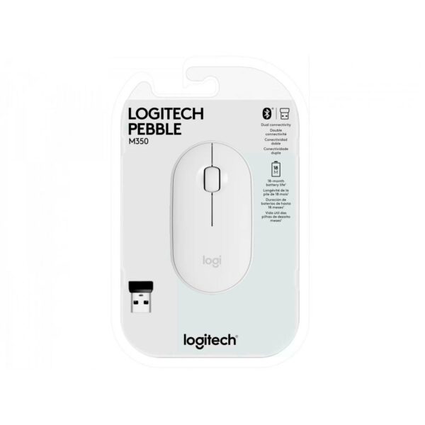 Mouse Logitech Pebble M350 Silent Wireless/Bluetooth White