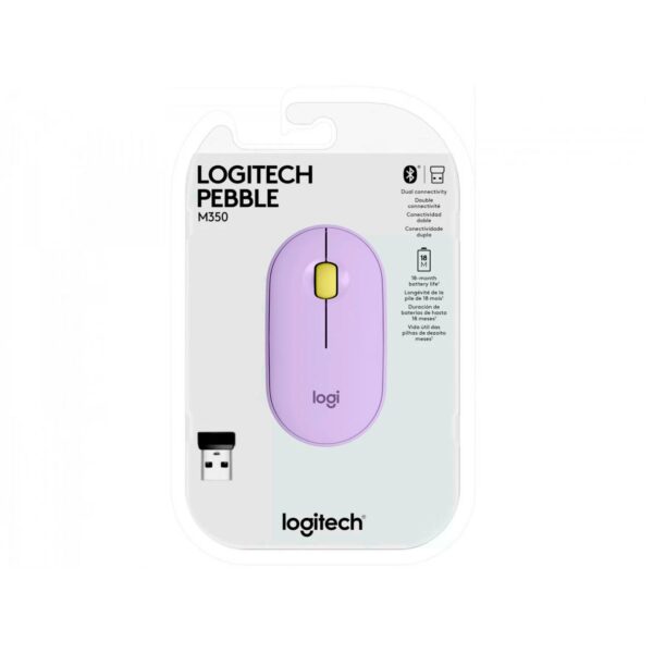 Mouse Logitech Pebble M350 Silent Wireless/Bluetooth Lavender