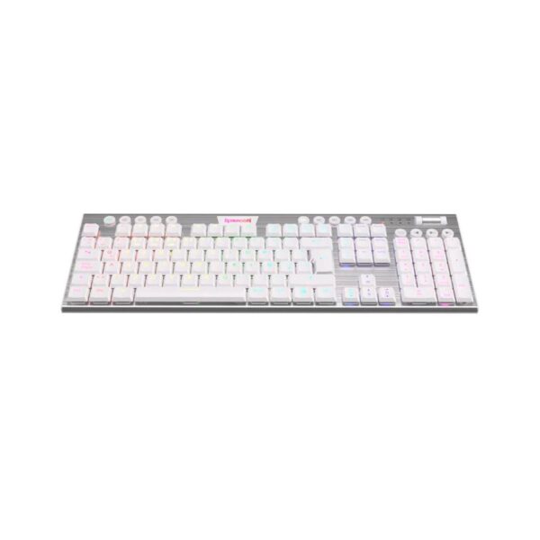 Teclado Gamer Redragon Horus Fs White Wireless Spanish Model-K618W Rgb Sp Red Switch - Imagen 2