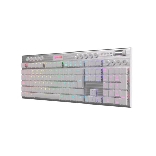 Teclado Gamer Redragon Horus Fs White Wireless Spanish Model-K618W Rgb Sp Red Switch - Imagen 3