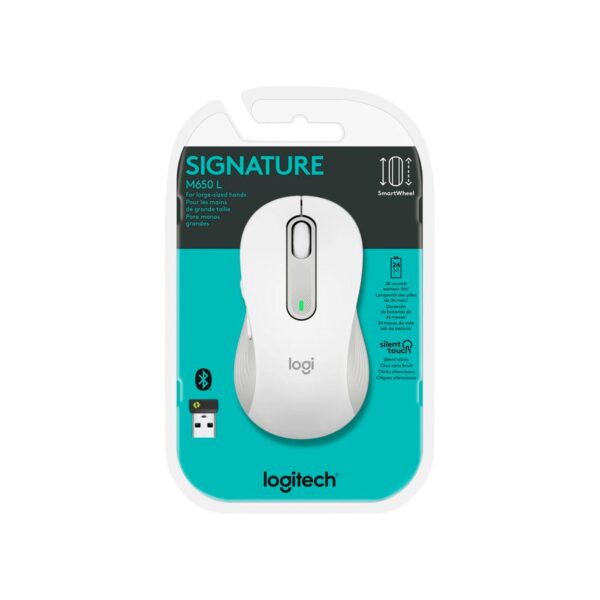 Mouse Logitech Signature M650 Silent Large Wireless/Bluetooth White