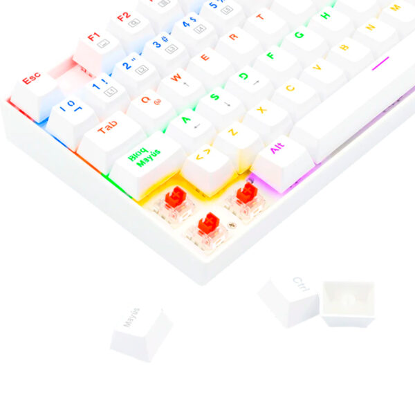Teclado Gamer Redragon Kumara Rainbow Spanish K552W KR SP White Red Switch TKL - Imagen 4