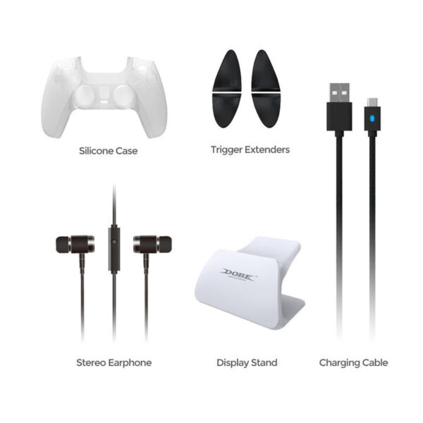 Pack Protector Dobe 8 En 1 Para Mando Dualsense PS5 Blanco - Imagen 2