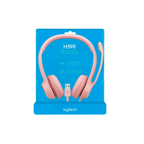 Audifono C/Microf Logitech H390 USB Noice Canceling Mic Rosa