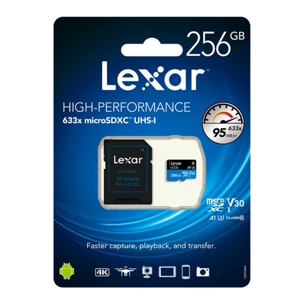 Tarjeta Lexar High-Performance 256GB 633x microSDXC UHS-I
