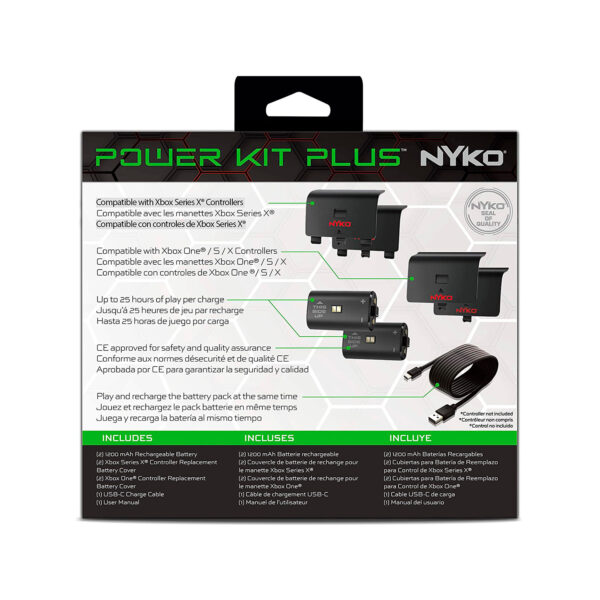 Power Kit Plus Nyko Paquete de 2 Baterías y Cable Carga Micro USB Xbox - Imagen 2