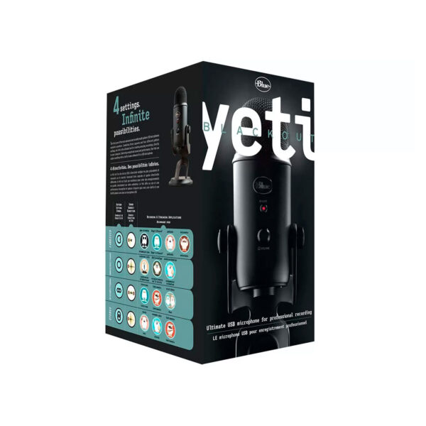 Microfono Yeti Usb Streaming Cardioid Omni Bi Led-Black