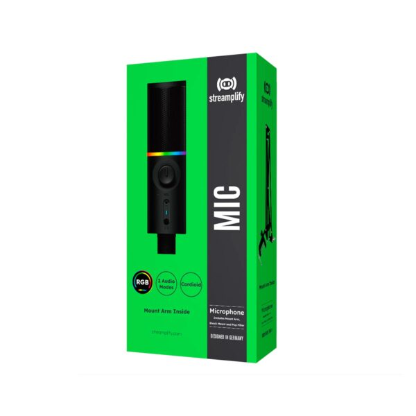 Microfono Gamer Streamplify Model Mic 48-Rgb Ma Bk Soporte Black