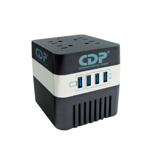 Estabilizador CDP RU-AVR6041 600Va/300W 4 Salidas 4 Port USB Blanco/Negro - Imagen 2