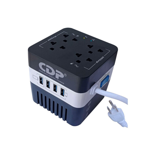 Estabilizador CDP RU-AVR6041 600Va/300W 4 Salidas 4 Port USB Blanco/Negro - Imagen 3