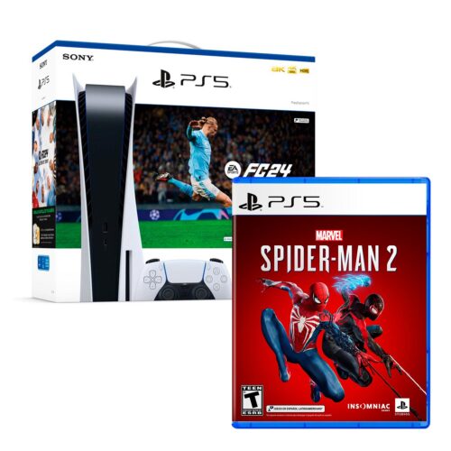 Consola Playstation 5 Con Lector De Discos Bundle Ea Sports Fc 24 + Spider Man 2