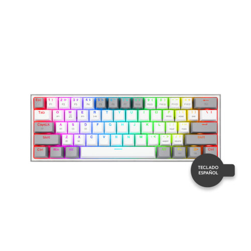 Teclado Gamer Redragon Fizz Pro Wireless Spanish K616-Rgb-Wg White-Gray