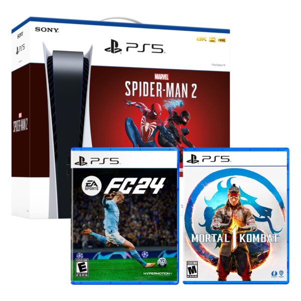 Consola PS5 Bundle Spiderman 2 + Ea Sports Fc 24 + Mortal Kombat 1