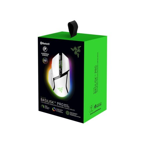 Mouse Gamer Razer Basilisk V3 Pro 30K Dpi Multi-Dispositivo 90H Wireless/Bt/Usb-C Switch Optico 9M Chroma White