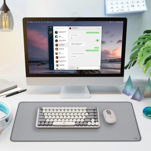 Teclado Pop Keys Wireless + Mouse Pop Bluetooth + Pad Mouse Deskpad 300X700Mm Sand Gray - Imagen 2