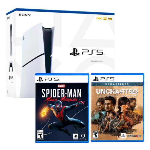 Consola Playstation 5 Slim con lector de discos Ps5 + SpiderMan Miles Morales + Uncharted Legacy of Thieves Collection