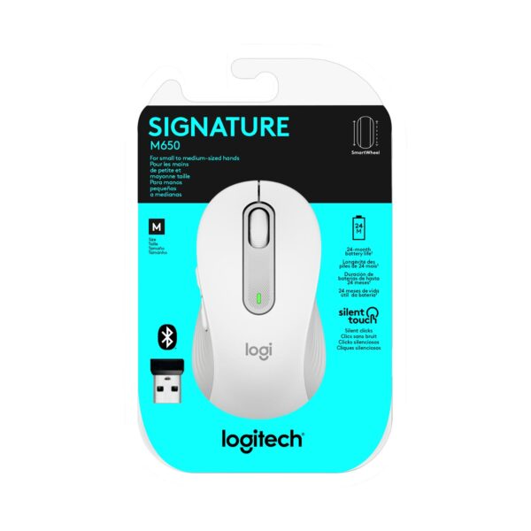 Mouse Logitech Signature M650 Silent Wireless Bluetooth White - Imagen 4