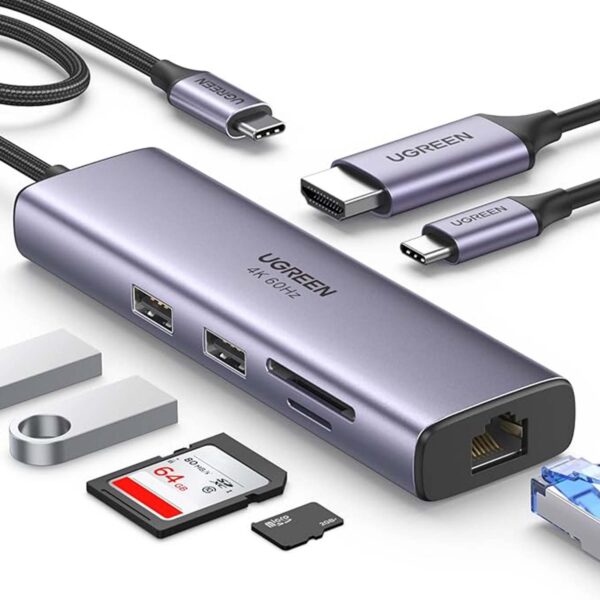 Adaptador Ugreen 7 En 1 Usb-C Usb 3.0 Hdmi 4K Cm512 Grey - Imagen 2