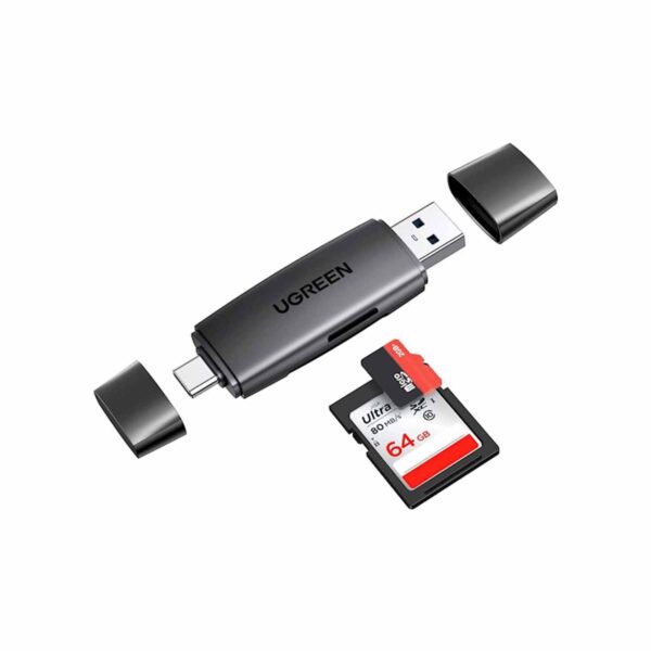 Hub Ugreen Usb 3.0 2 in Card Reader Usb 3.0 Cm304/P/N 80191 Black - Imagen 2