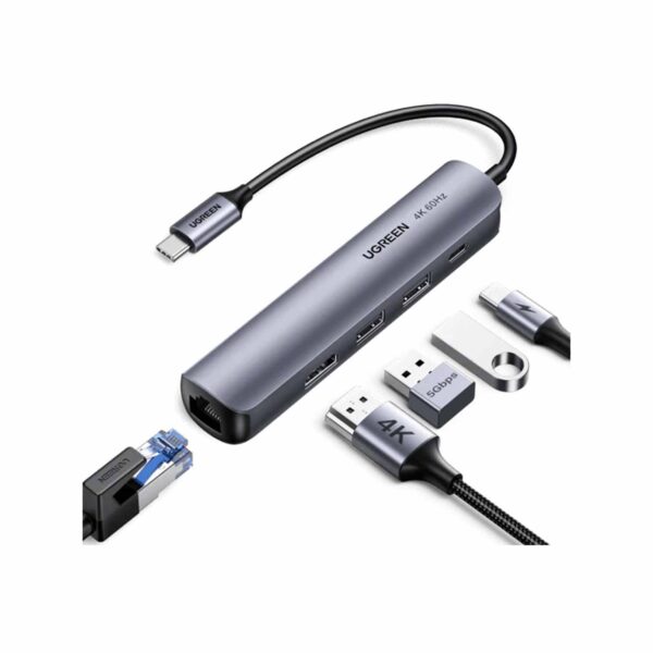 Adaptador Ugreen Usb-C 5-in-1 4K HDMI USB C Grey Model 10919 - Imagen 2