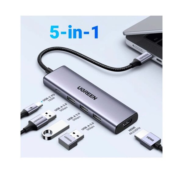 Adaptador Ugreen CM511 15596 5 En 1 Usb-C Usb 3.0 Hdmi 4K - Imagen 2