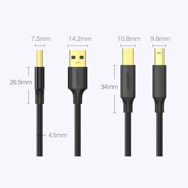 Cable de impresora Ugreen US135 de USB 2.0 a USB Tipo B 1.5m (10350) - Imagen 4