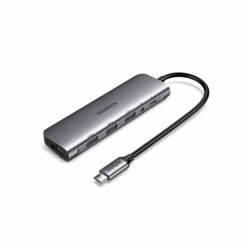 Adaptador Ugreen Usb-C 6 in 1 Usb 3.0 Hdmi 4k 3.5mm Pd 100w 80132 Grey