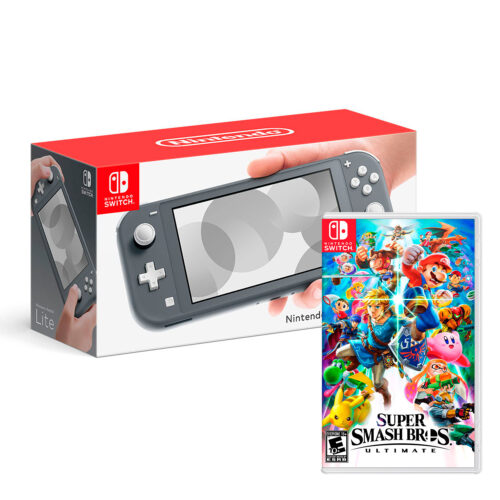 Consola Nintendo Switch Lite Gris + Super Smash Bros Ultimate