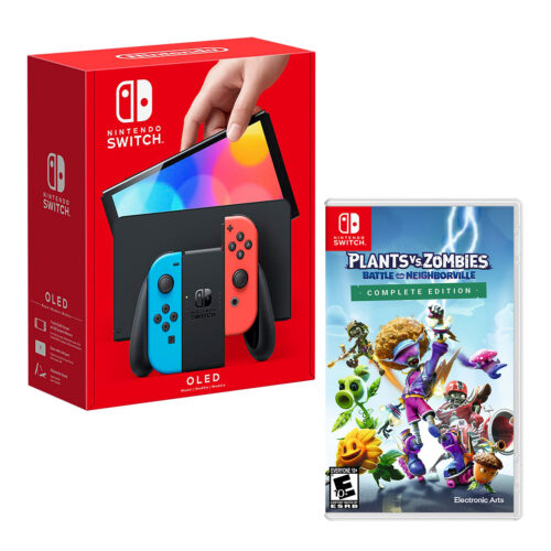 Consola Nintendo Switch Modelo Oled Neon + Plants Vs Zombies Neighborville