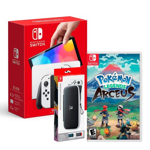 Consola Nintendo Switch Oled Blanco + Estuche Oled + Pokemon Arceus