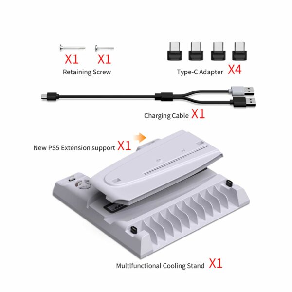 Base de carga Dobe PS5 Slim con ventilador de refrigeración PlayStation 5 Slim TP5-3537B Blanco - Imagen 3
