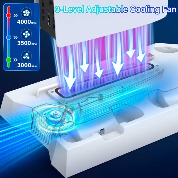 Soporte De Refrigeración Led Multifuncional Con Controlador De Carga Playstation 5 Slim Blanco - Imagen 3