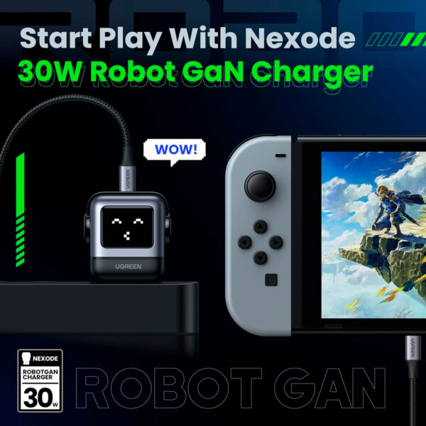 Cargador Ugreen Robot 30 Watts Tipo C Pantalla Led Carga Rapida Black 15550 - Imagen 3