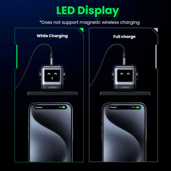 Cargador Ugreen Robot 30 Watts Tipo C Pantalla Led Carga Rapida Black 15550 - Imagen 4