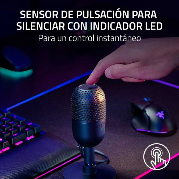 Microfono Gamer Razer Seiren V3 Mini Usb Streaming Supercardioide C/N Sensor Touch Silent Black - Imagen 4