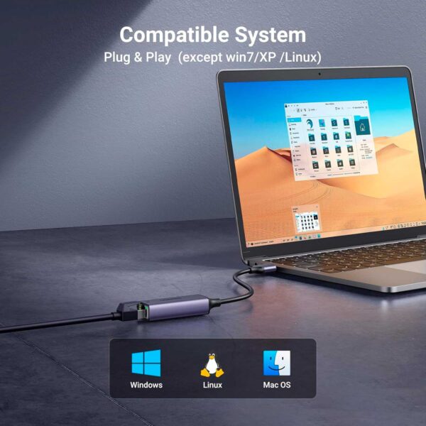 Adaptador Ugreen Usb 3.0 To Gigabit Ethernet RJ45 Space Gray Cm209 50922 - Imagen 3