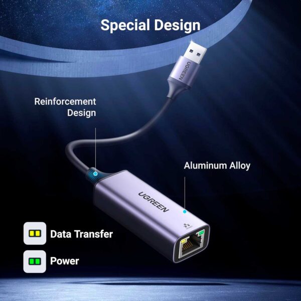 Adaptador Ugreen Usb 3.0 To Gigabit Ethernet RJ45 Space Gray Cm209 50922 - Imagen 4