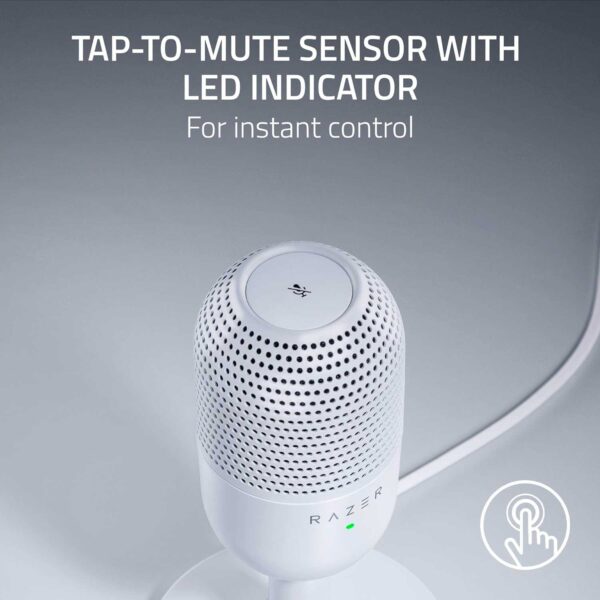 Microfono Gamer Razer Seiren V3 Mini Usb Streaming Supercardioide C/N Sensor Touch Silent White - Imagen 4