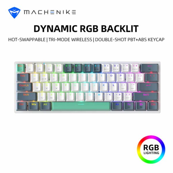 Teclado Gamer Machenike K500 Gamer Tri-Modo Rgb Sp-Es-Mx Switch Brown White - Imagen 2