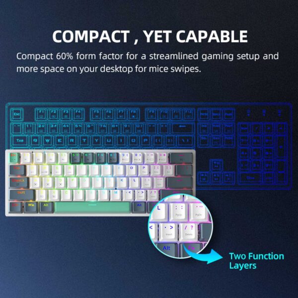 Teclado Gamer Machenike K500 Gamer Tri-Modo Rgb Sp-Es-Mx Switch Brown White - Imagen 3