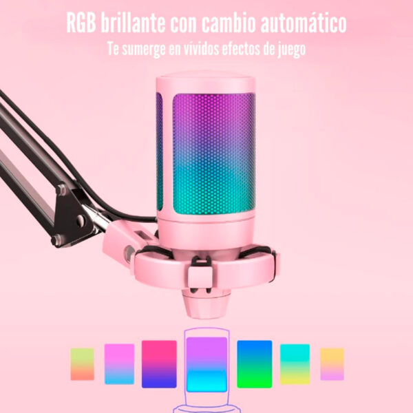 Micrófono Fifine Ampligame A6T Usb Rgb (Soporte De Brazo )Pink - Imagen 3