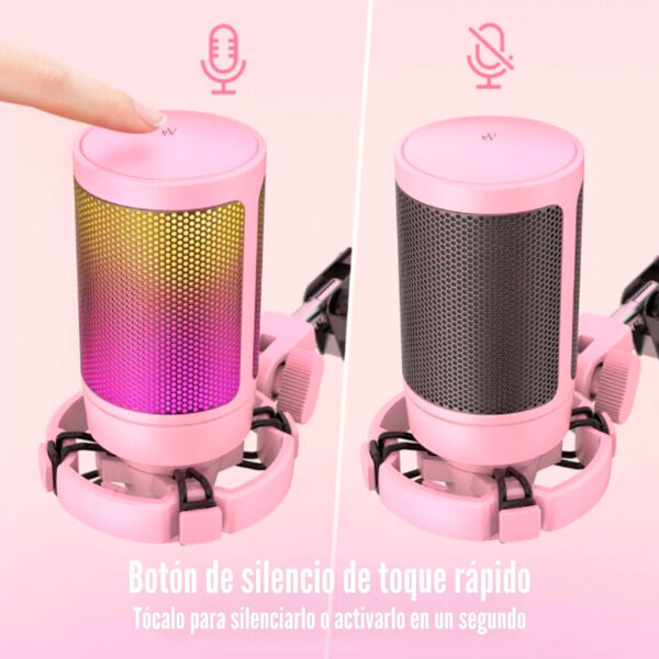 Micrófono Fifine Ampligame A6T Usb Rgb (Soporte De Brazo )Pink - Imagen 4