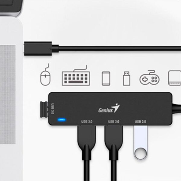 Adaptador Hub Usb-C Genius Uh-400 4 Usb-A 3.0 Black - Imagen 3