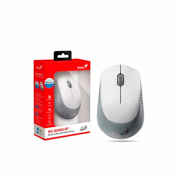 Mouse Genius Nx-8000S Bt Wireless/Bluetooth Blueeye Silent Ergonomico White/Grey - Imagen 4