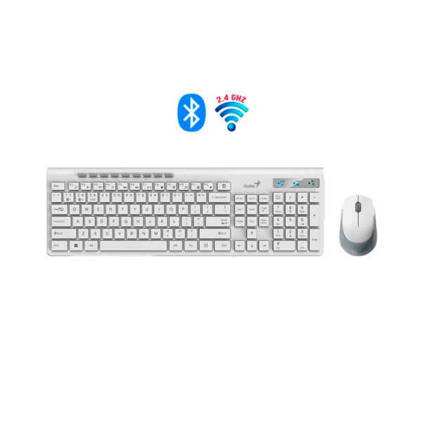 Teclado Genius+Mouse Slimstar 8230 Wireless Bluetooth Multimedia White - Imagen 4