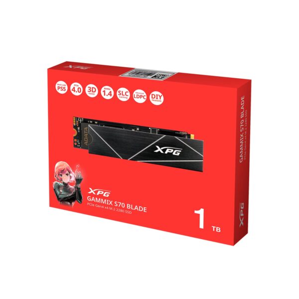 Memoria SSD Adata XPG Gammix S70 Blade Pcie Gen4X4 M.2 2280 Nvme 1Tb Black - Imagen 4